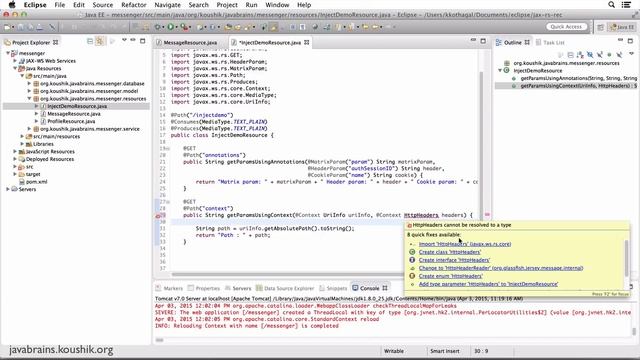 REST Web Services 24 - Using Context and BeanParam annotations смотреть онлайн
