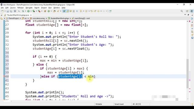 Java Array | Find out the Max, Mix & Average Age with Roll Number from a set of Students | Class#67 смотреть онлайн