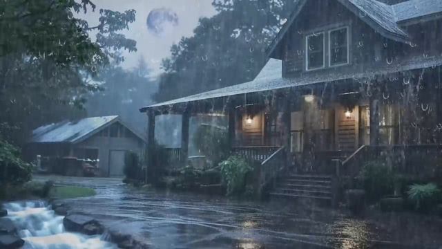 Sonido de Lluvia para un Sueño Profundo y Relajación - Lluvia Intensa y Truenos en Techo en Bosque смотреть онлайн