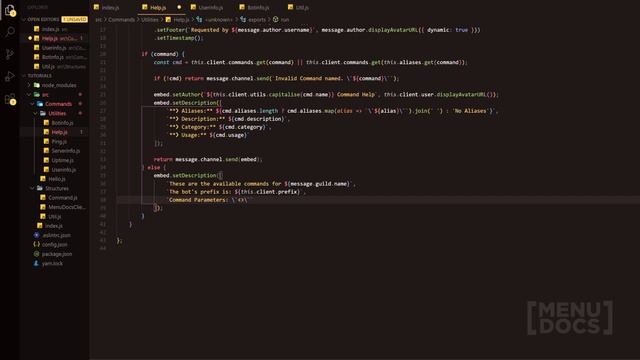 Discord.js v12 Bot Tutorial - Help Command (Episode #7) | MenuDocs смотреть онлайн