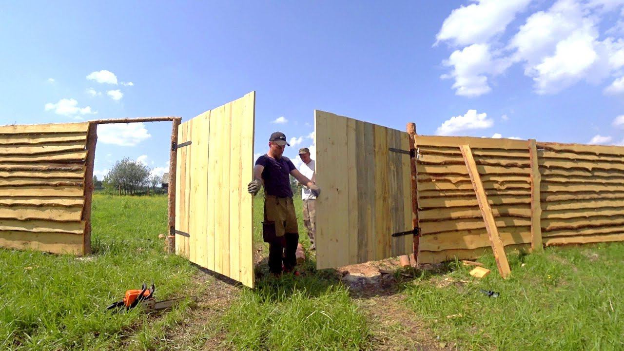 НЕОБЫЧНЫЙ ЗАБОР ПОЛУЧИЛ ШИКАРНЫЕ ВОРОТА И ДВЕРЬ. ВСЕ СВОИМИ РУКАМИ. СТРОЙКА В ЛЕСУ. ЖИЗНЬ В ДЕРЕВНЕ. смотреть онлайн