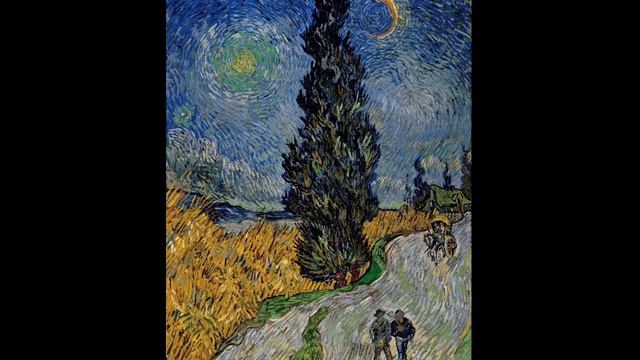 Vintage paintings -Road with Cypress and Star Vincent Van Gogh || HD wallpaper for TV, Monitor etc смотреть онлайн