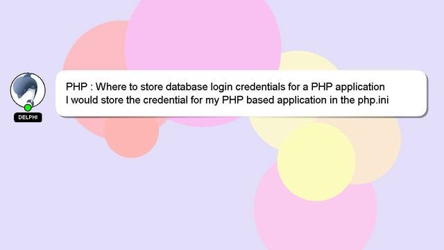 PHP : Where to store database login credentials for a PHP application смотреть онлайн