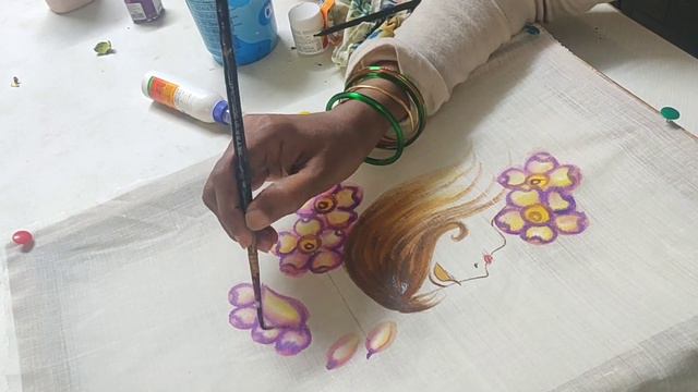 Diy Tutorial Face And Wet On Wet Wild Rose / Free Hand Brush Painting On Cloth смотреть онлайн