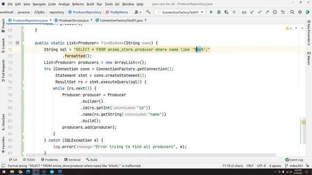 262 - JDBC pt 11 - Searching data with ResultSet pt 02 - findByName смотреть онлайн