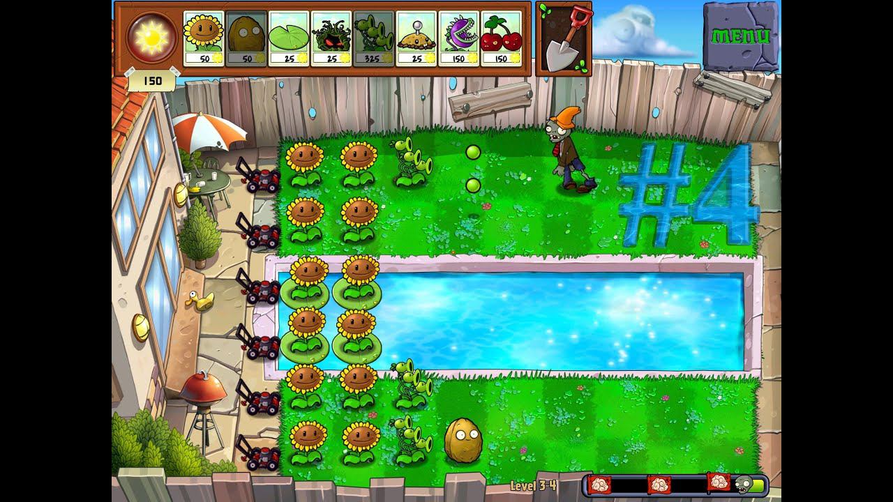чилим с зомбями в бассейне (PLANTS VS. ZOMBIES), Прохождение смотреть онлайн