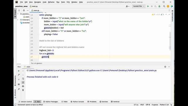 The auction game/la subasta, practica para comenzar a dominar dictionaries, python, español, pychar смотреть онлайн