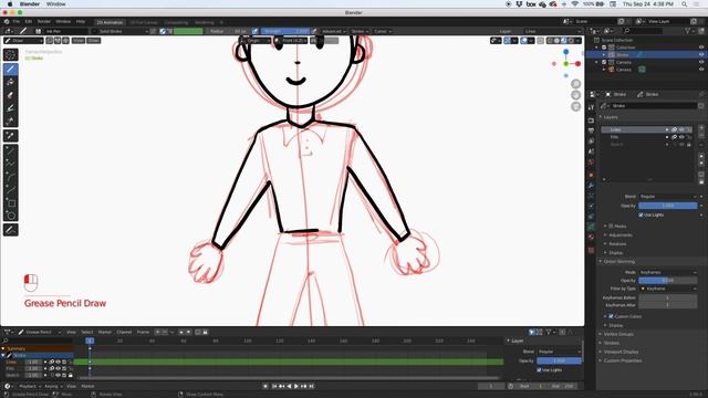 How to draw a Simple 2D Character in Blender 2.9 Grease Pencil. Blender animation tutorial смотреть онлайн
