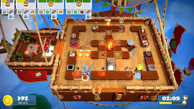 [Overcooked 2] Level 5-2 (3 Stars) ► Score: 802 / 340 ♦ Co-Op Mode (3 Players) ★ Gameplay ║#27║ смотреть онлайн