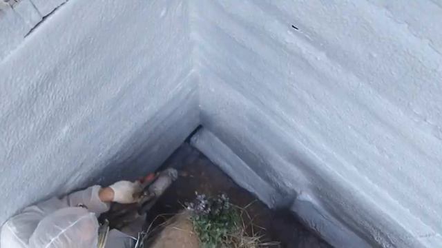 Нанесение полимочевины на фундамент. Вечная гидроизоляция. смотреть онлайн