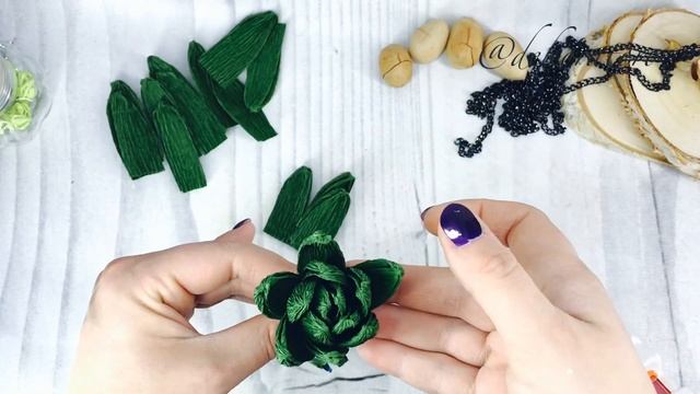 Суккулент из бумаги/ каменная роза для букета / DekoratoroDIY смотреть онлайн