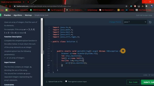 Hackerrank Simple Array Sum Problem explained with code in Java смотреть онлайн