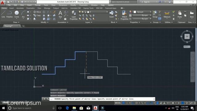 AutoCAD Modify Tool -- Rotate, Mirror, Scale Command----Tamil смотреть онлайн