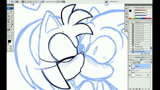 Drawing SonAmy Sketch + LineArt Photoshop CS3 смотреть онлайн
