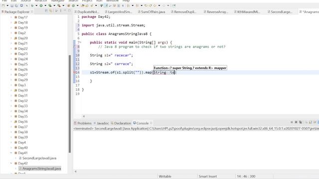 Java 8 program to check if two strings are anagrams or not | two strings are anagrams or not #java смотреть онлайн