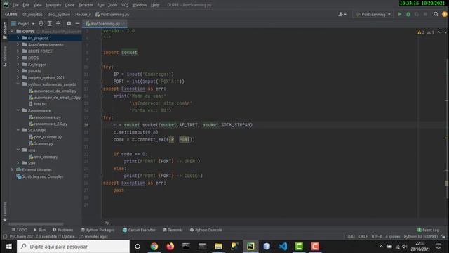PORT SCAN usando (socket) em Python смотреть онлайн
