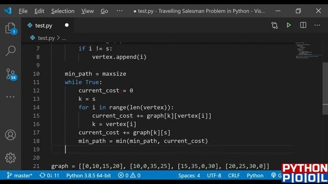 Traveling Salesman Problem (TSP) Implementation in Python смотреть онлайн
