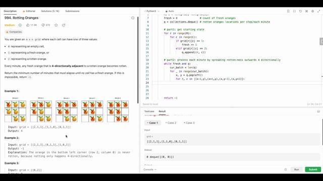 Leetcode 994 Rotting Oranges (Python) смотреть онлайн