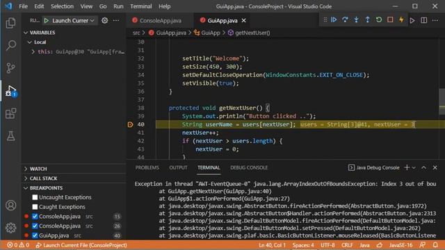 Java GUI Debugging in Visual Studio Code 2021 смотреть онлайн
