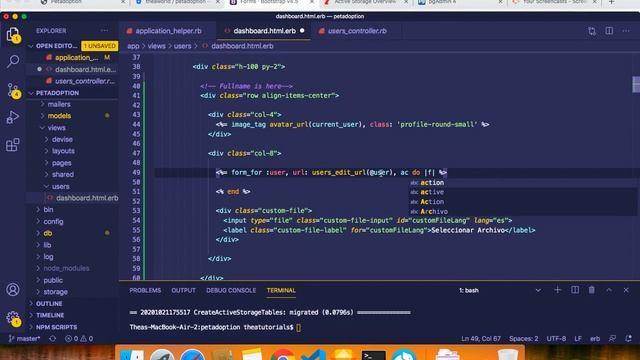 Pet Adoption App - Part 16 - With Rails, allow user to upload a profile picture with active storage смотреть онлайн