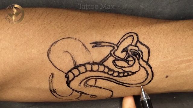 Snake tattoo make with pen ? / Diy handmade tattoo design / Snake tattoo смотреть онлайн