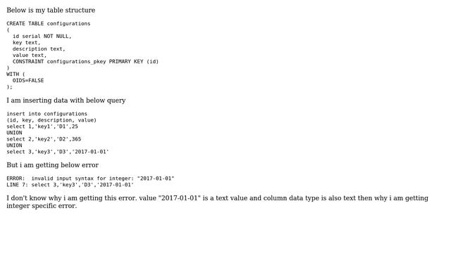 Databases: Postgresql: invalid input syntax for integer: "false" смотреть онлайн