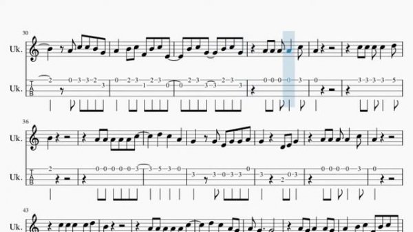 Ukulele Tab: How to play Square Hammer by Ghost