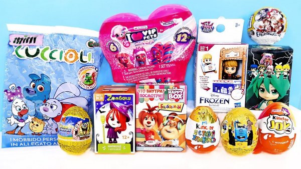 СЮРПРИЗ MIX! VIP PETS, Genshin Impact, Frozen Disney, Барбоскины, Губка Боб Unboxing Kinder Surprise