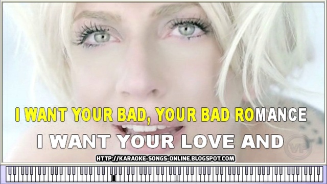 Lady Gaga "Bad Romance" karaoke with lyrics on the screen. смотреть онлайн
