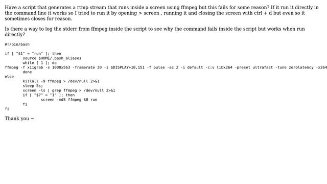 ffmpeg command fails silently inside script but works when run directely (2 Solutions!!) смотреть онлайн