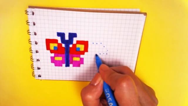 МОИ РИСУНКИ ПО КЛЕТОЧКАМ - БАБОЧКИ- Pixel Art Простые рисунки - животные, насекомые. смотреть онлайн