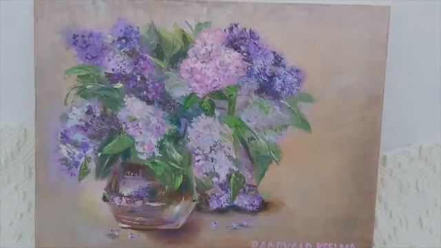 "Lilac bouquet in a vase" Oil painting смотреть онлайн
