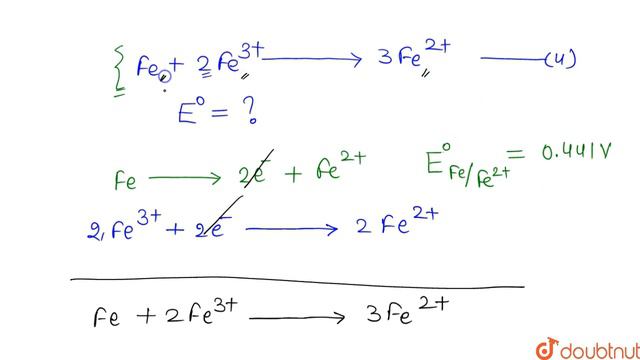 If `e_(Fe^(2+) //Fe)^@ =- 0. 44 1V`. And `E_(Fe^(3+)//Fe^(2+))^(o) = 0. 771 V`. The standard emf of смотреть онлайн