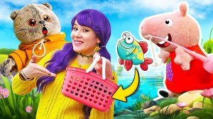 Кот Дымок на пикнике с Пеппой!  Видео для детей про мягкие игрушки