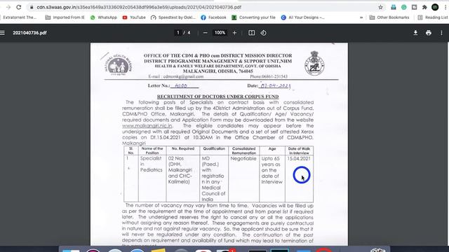 Recruitment of Doctors Under Corpus Fund, NHM, CDM&PHO, Malkangiri | Walk-In-Interview смотреть онлайн