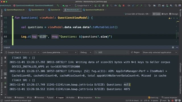 147 - JetTrivia App - Testing our ViewModel and Logging Trivia Questions смотреть онлайн