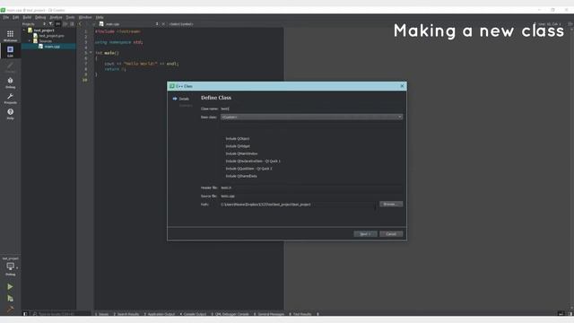 Making a project/ Making a class/ Adding a class | QT Creator смотреть онлайн