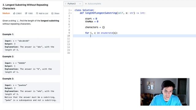 META INTERVIEW QUESTION | Longest Substring Without Repeating Characters (LeetCode problem 3) смотреть онлайн