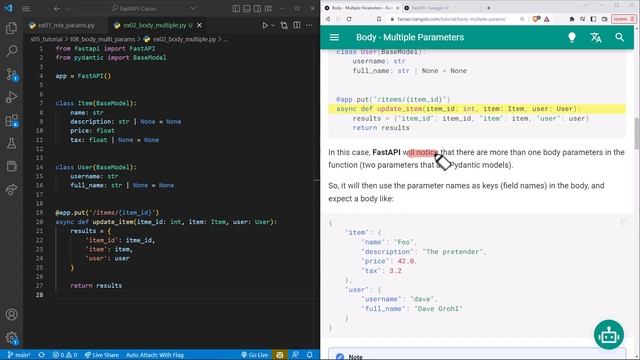 FastAPI Curso: 71 Múltiples Parámetros de Tipo Body desde Modelos Pydantic смотреть онлайн