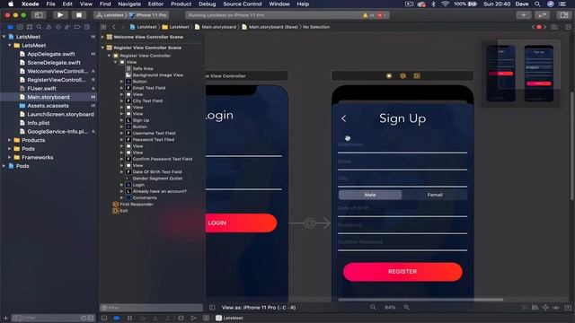 iOS14 Tinder Like Dating application tutorial 11 of 30 смотреть онлайн