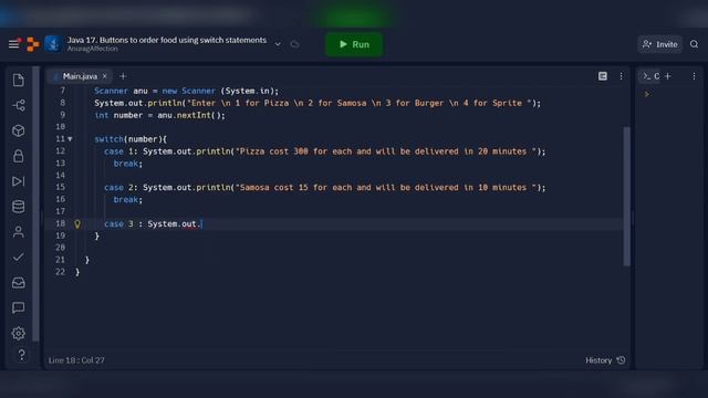 #java17 Buttons to order food in Java using switch statement смотреть онлайн