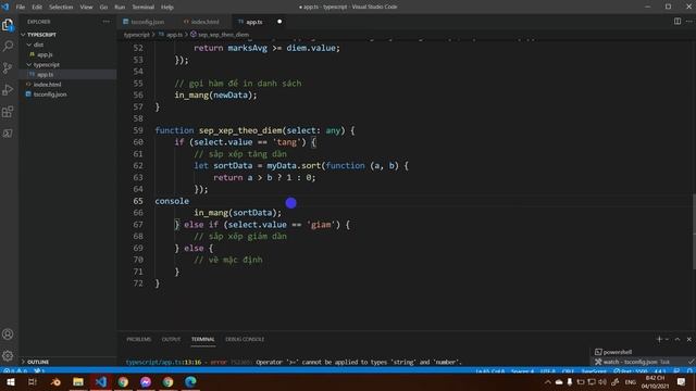 TypeScript bài 7 - bài tập về sử dụng hàm phần 2 - sắp xếp mảng смотреть онлайн