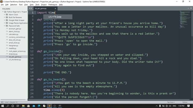 Python for beginners - Text Based Adventure Game with Python - Python Beginner's Project смотреть онлайн