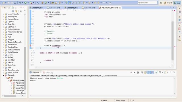 Working with methods and starting our game in Java - Java episode 7 смотреть онлайн