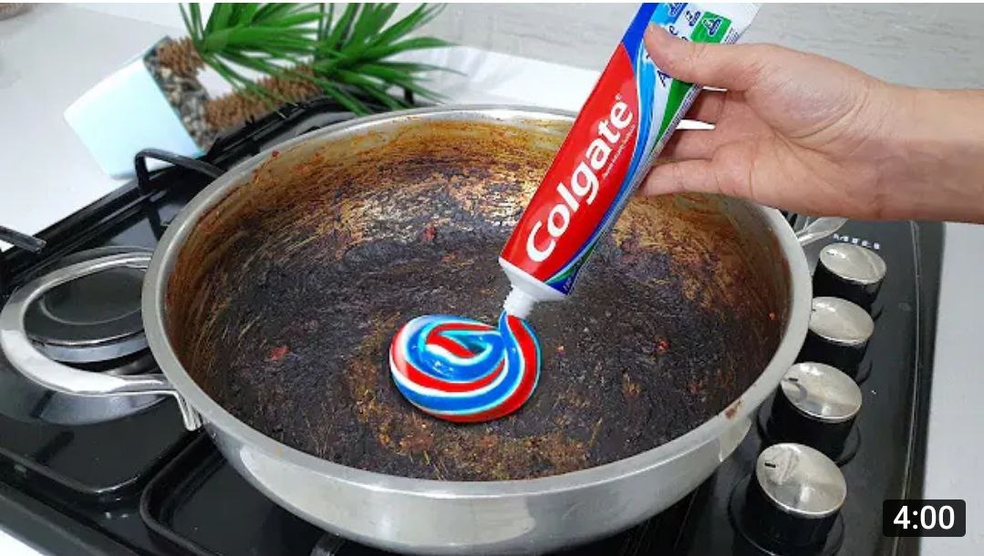 Поместите имбирь и зубную пасту в пригоревшую сковороду и посмотрите, что произойдет - трюк с полиро