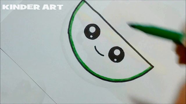 Как нарисовать арбуз | How to draw a cute watermelon смотреть онлайн