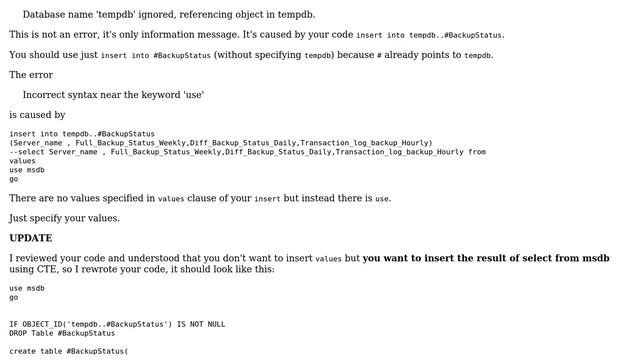 Databases: Issue while trying to insert the values into a temp table from a query (2 Solutions!!) смотреть онлайн