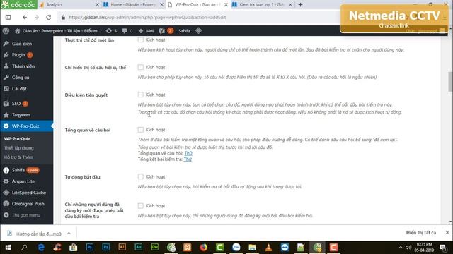 Tạo trang trắc nghiệm online trên web wordpress sử dụng plugin WP Pro Quiz смотреть онлайн