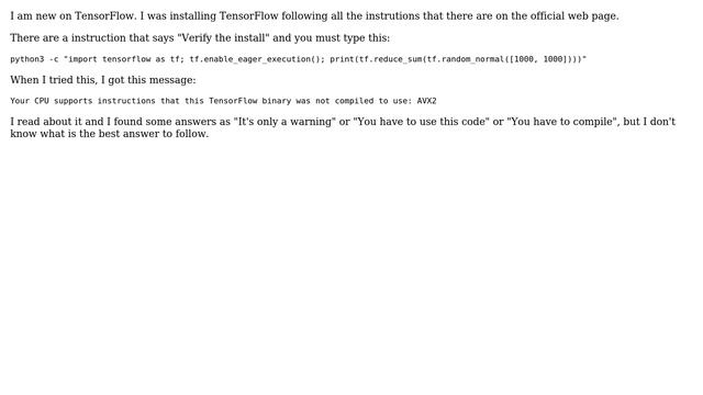 Your CPU supports instructions that this TensorFlow binary was not compiled to use: AVX2 смотреть онлайн