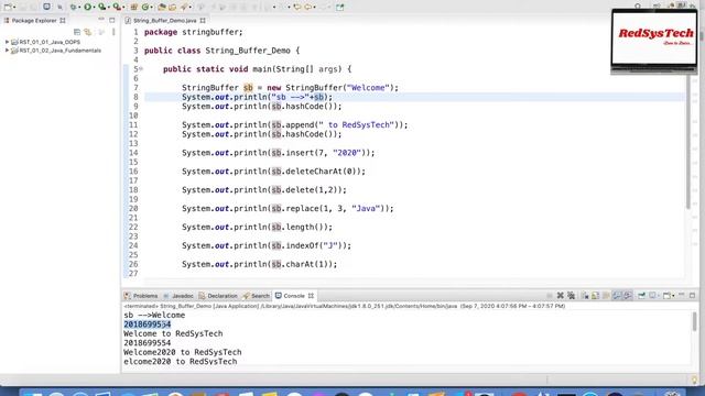 # 63 stringbuffer java | stringbuffer class | java stringbuffer | Java Tutorial from RedSysTech смотреть онлайн